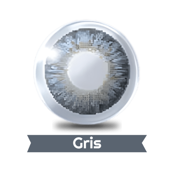 Lentes de contacto grises con medida para corrección visual y cambio de color de ojos