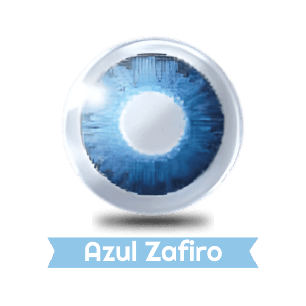 Lentes de contacto azul zafiro brillante con medida para corrección visual y cambio de color de ojos